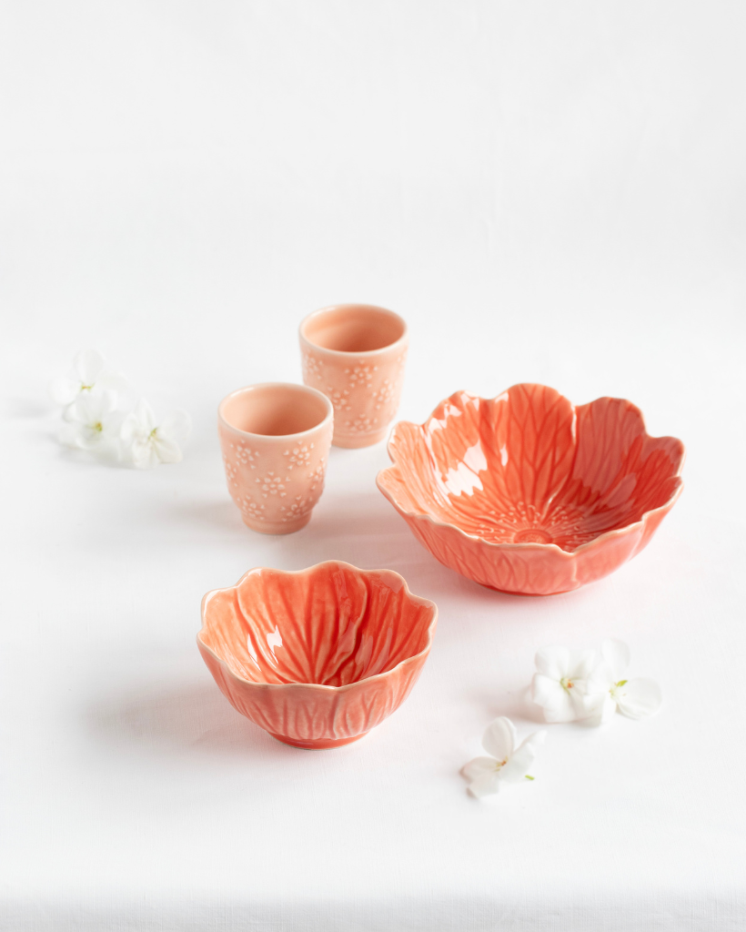 4-piece set Flora Coral